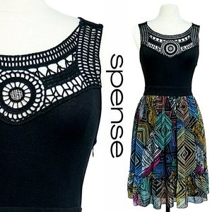 Black Crochet & Multicolor Dress | Spense | Size 10